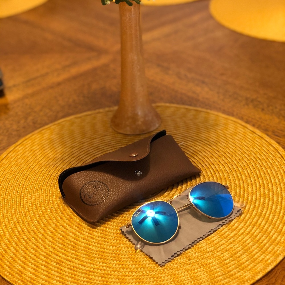 Authentic Polarized Blue Mirror Lenses RB 3447
